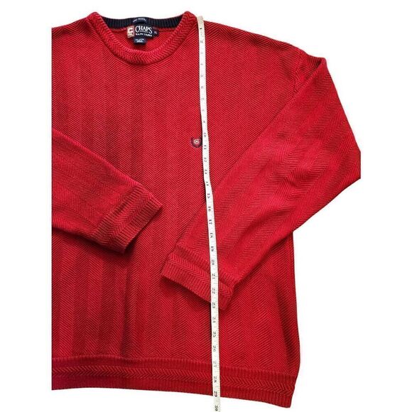 Ralph Lauren Chaps Hand framed Knit sweater Cotton Men's XL Red Crest logo - Picture 5 of 7